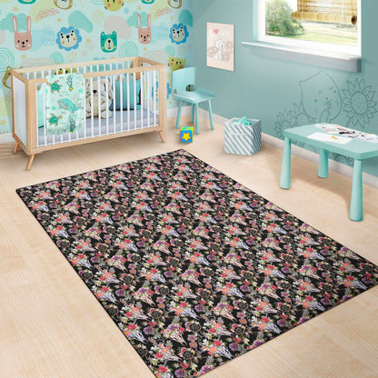 Boho Deer Skull Pattern Print Area Rug