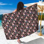Boho Deer Skull Pattern Print Beach Sarong Wrap