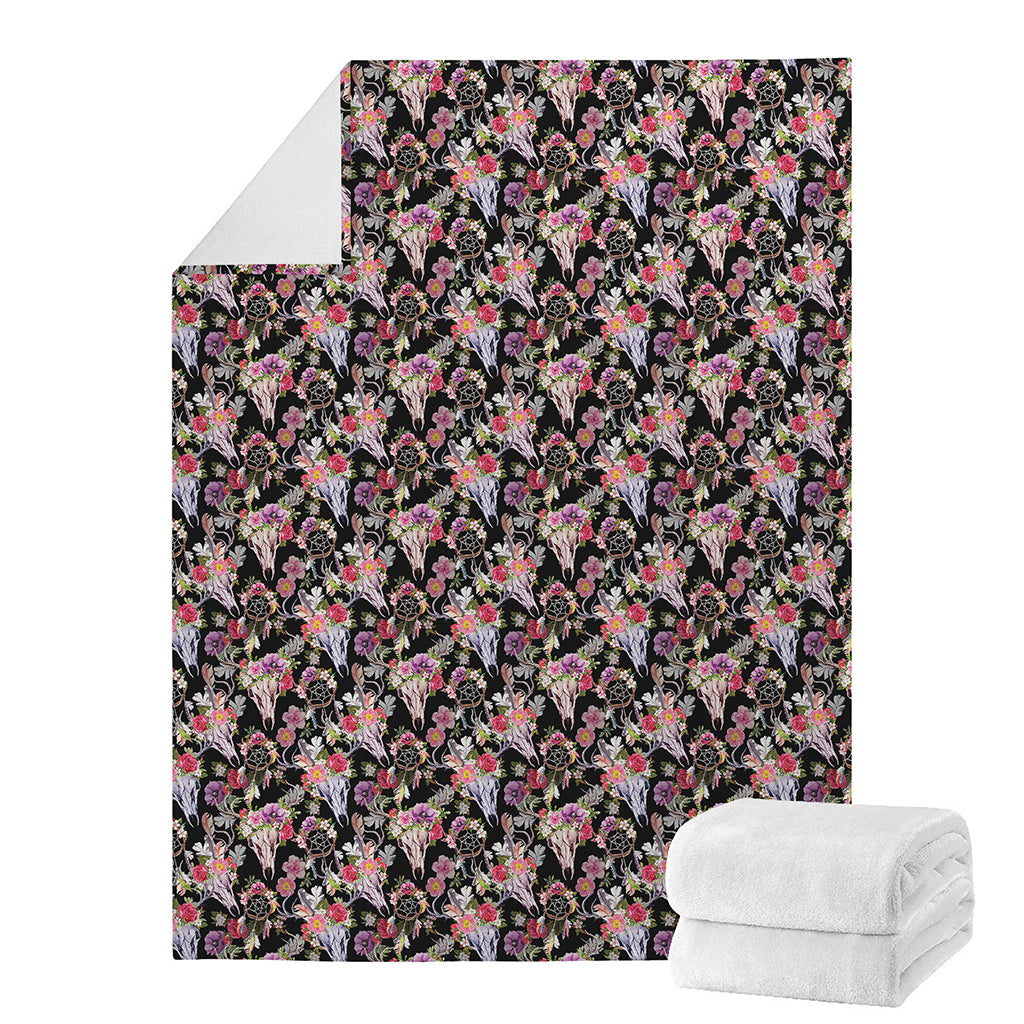 Boho Deer Skull Pattern Print Blanket