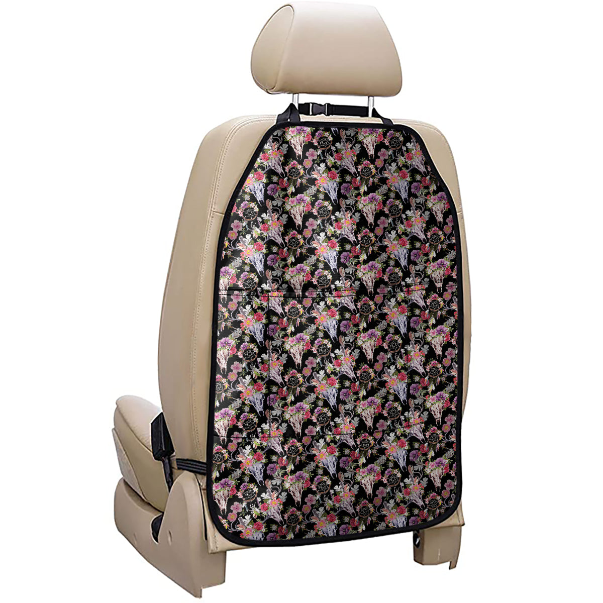 Boho Deer Skull Pattern Print Car Seat Organizers