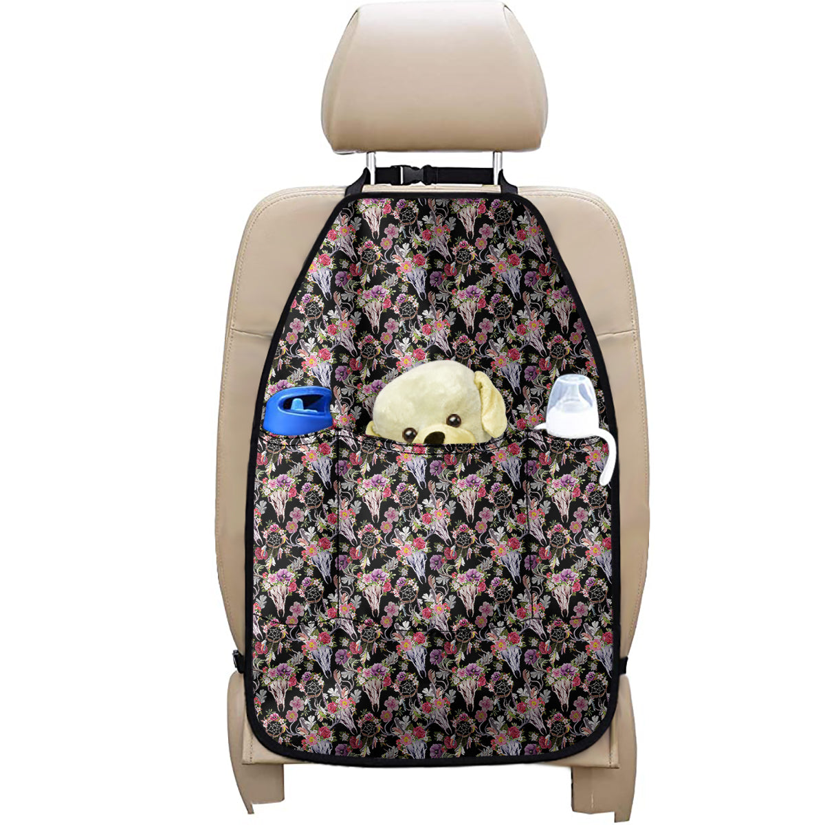 Boho Deer Skull Pattern Print Car Seat Organizers