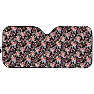 Boho Deer Skull Pattern Print Car Sun Shade