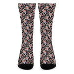 Boho Deer Skull Pattern Print Crew Socks