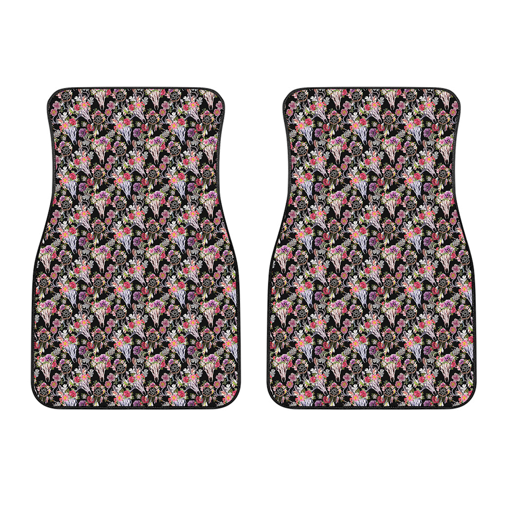 Boho Deer Skull Pattern Print Front Car Floor Mats