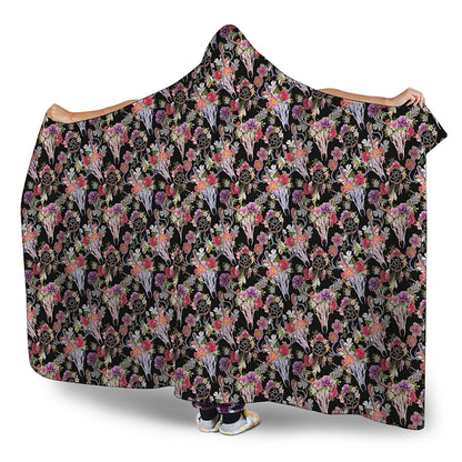 Boho Deer Skull Pattern Print Hooded Blanket