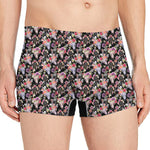 Boho Deer Skull Pattern Print Men's Boxer Briefs