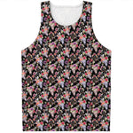 Boho Deer Skull Pattern Print Men's Tank Top