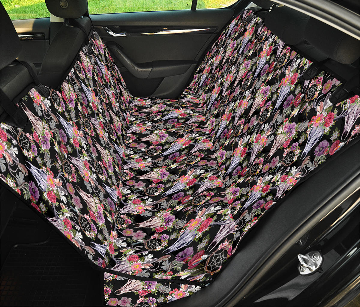 Boho Deer Skull Pattern Print Pet Car Back Seat Cover