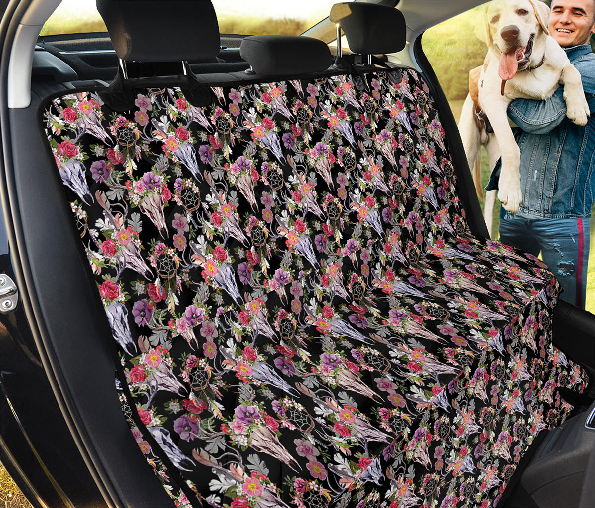 Boho Deer Skull Pattern Print Pet Car Back Seat Cover