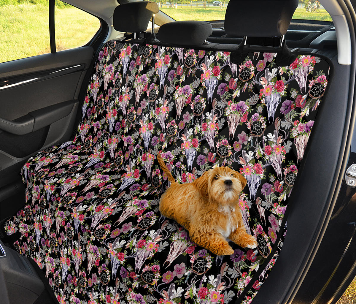 Boho Deer Skull Pattern Print Pet Car Back Seat Cover