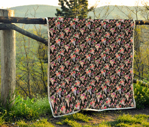 Boho Deer Skull Pattern Print Quilt