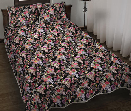 Boho Deer Skull Pattern Print Quilt Bed Set
