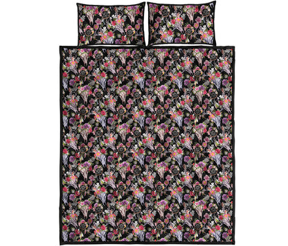 Boho Deer Skull Pattern Print Quilt Bed Set
