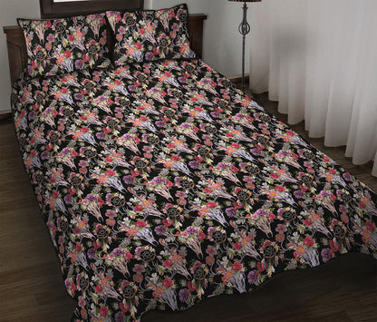 Boho Deer Skull Pattern Print Quilt Bed Set