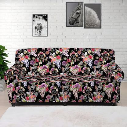 Boho Deer Skull Pattern Print Sofa Cover