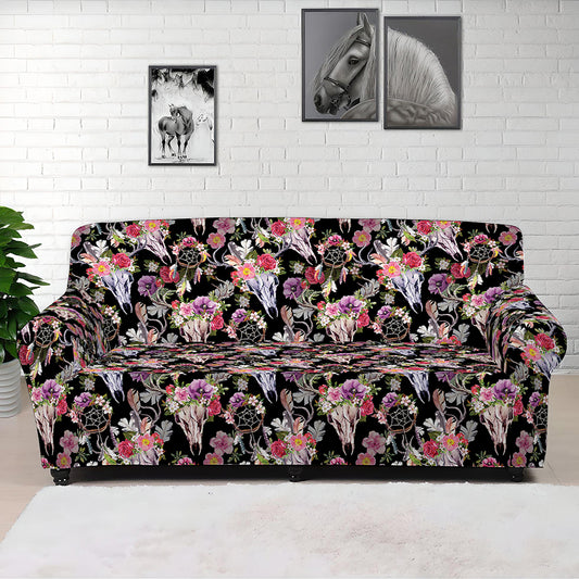 Boho Deer Skull Pattern Print Sofa Cover