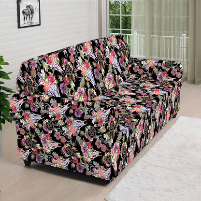 Boho Deer Skull Pattern Print Sofa Cover