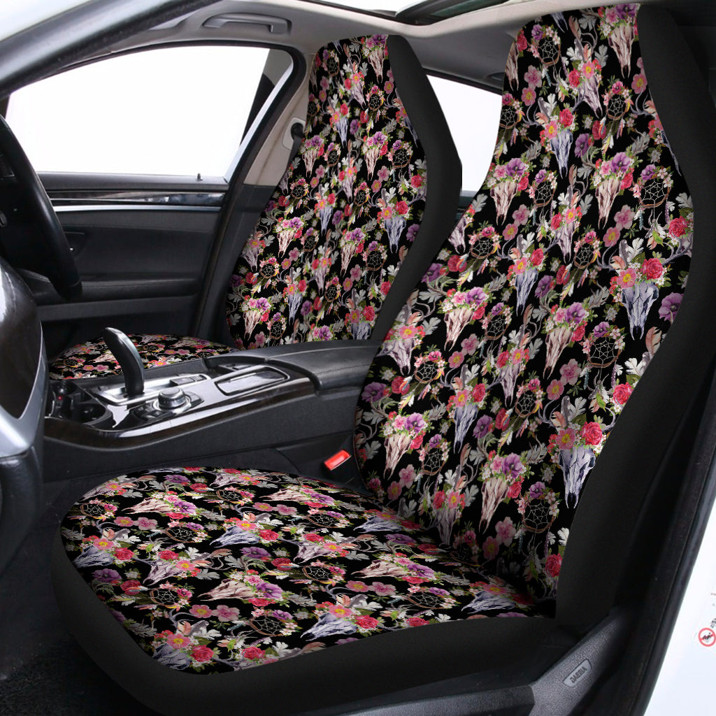 Boho Deer Skull Pattern Print Universal Fit Car Seat Covers