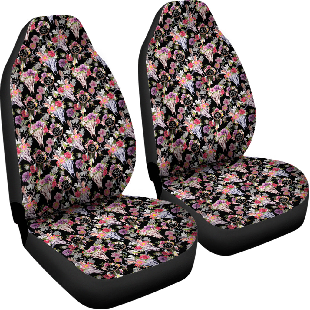 Boho Deer Skull Pattern Print Universal Fit Car Seat Covers