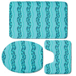Boho Dolphin Pattern Print 3 Piece Bath Mat Set