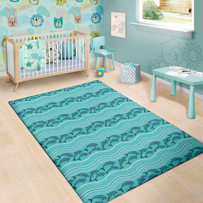Boho Dolphin Pattern Print Area Rug