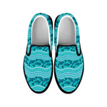 Boho Dolphin Pattern Print Black Slip On Shoes
