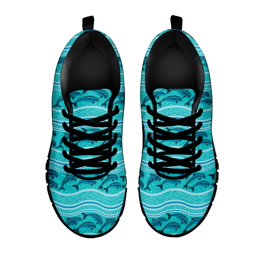 Boho Dolphin Pattern Print Black Sneakers