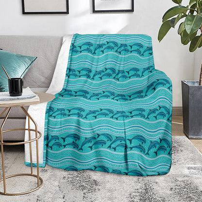 Boho Dolphin Pattern Print Blanket
