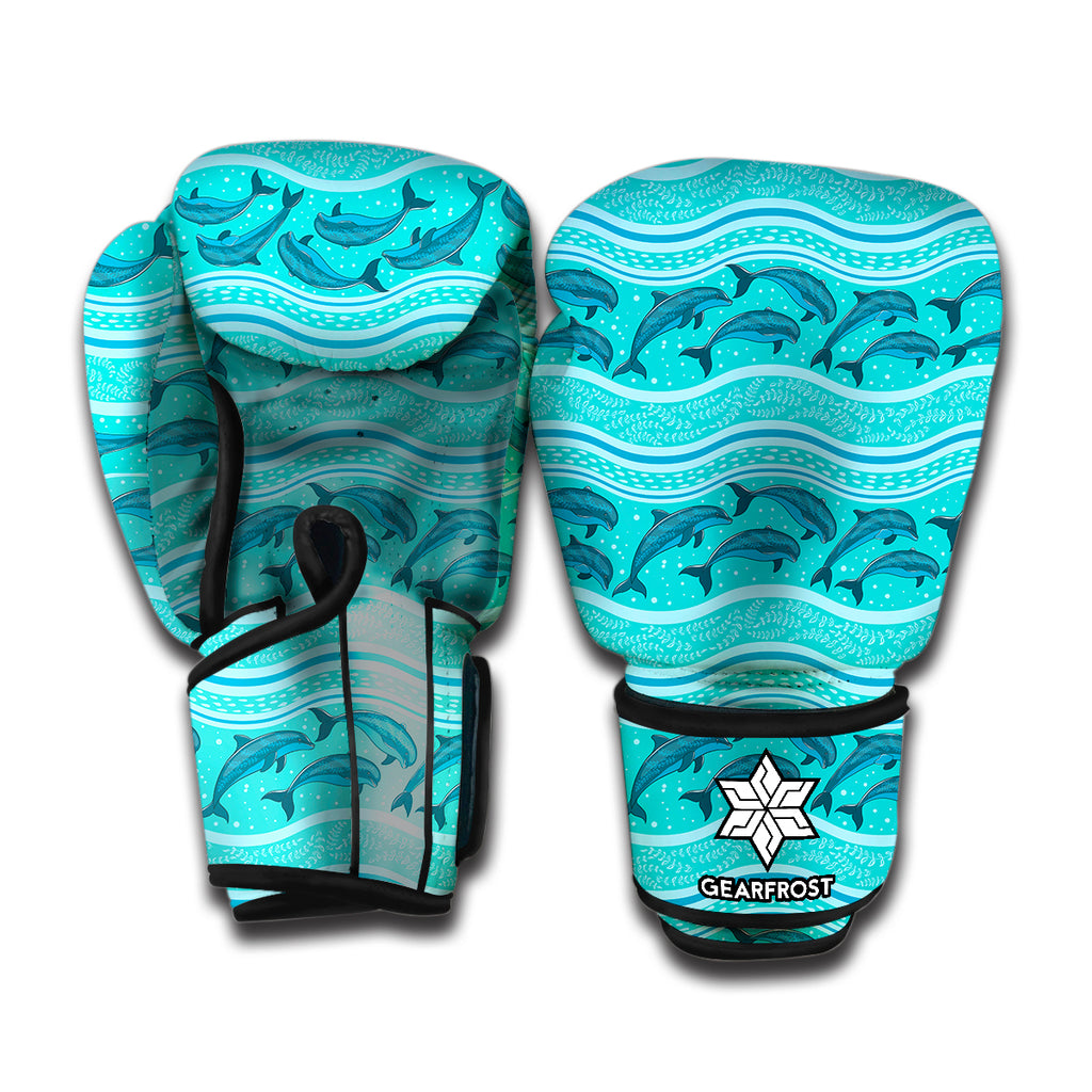 Boho Dolphin Pattern Print Boxing Gloves