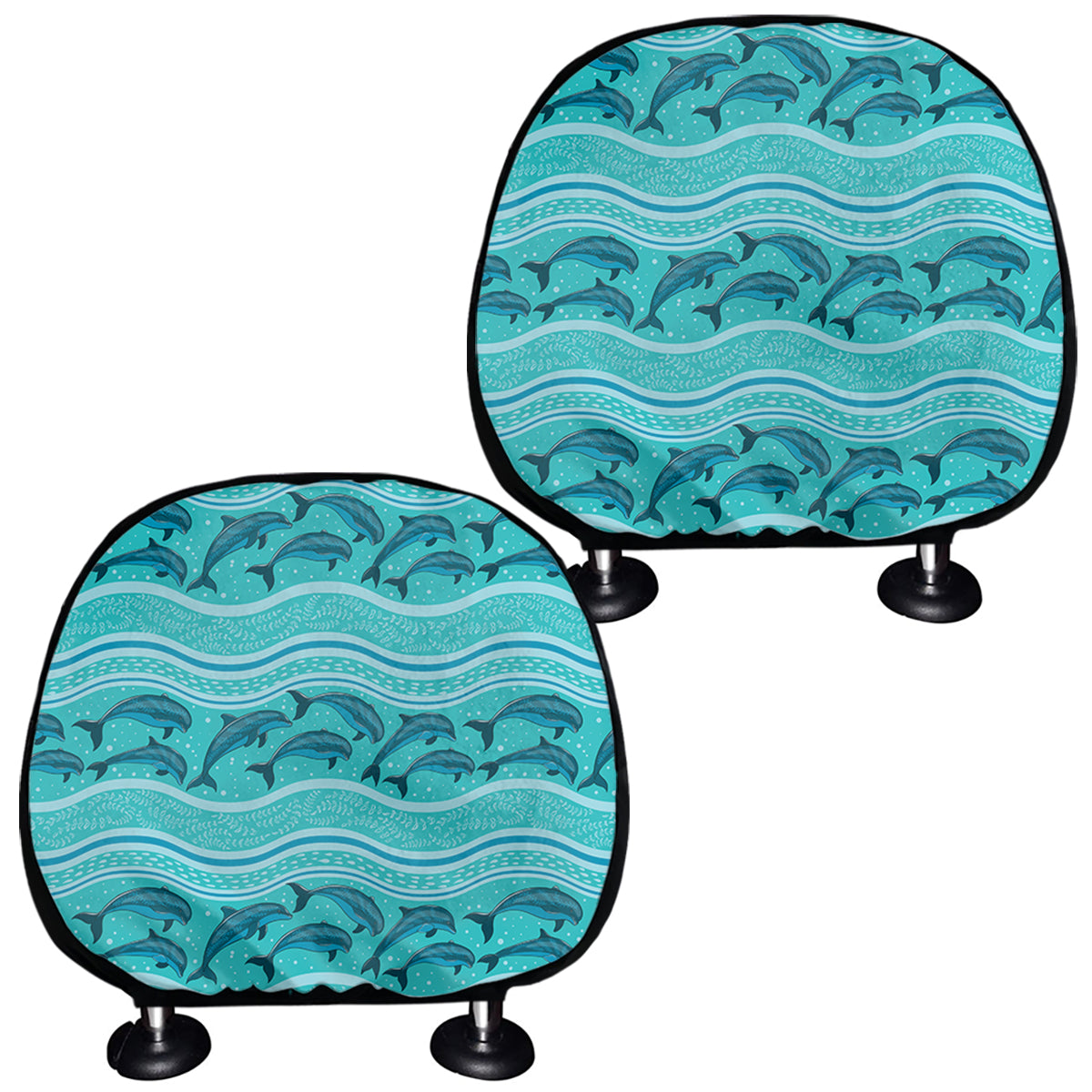 Boho Dolphin Pattern Print Car Headrest Covers