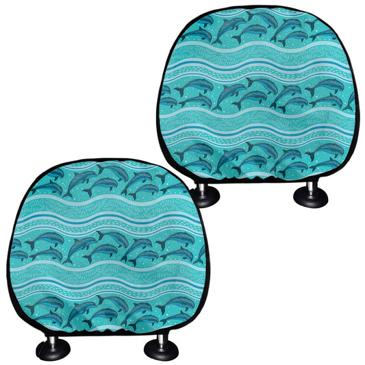 Boho Dolphin Pattern Print Car Headrest Covers