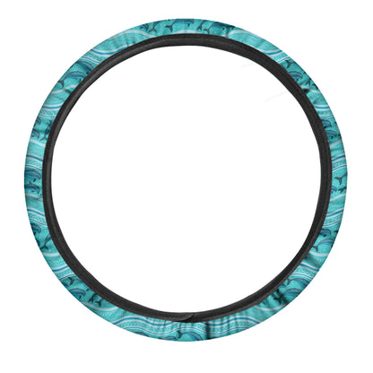 Boho Dolphin Pattern Print Car Steering Wheel Cover