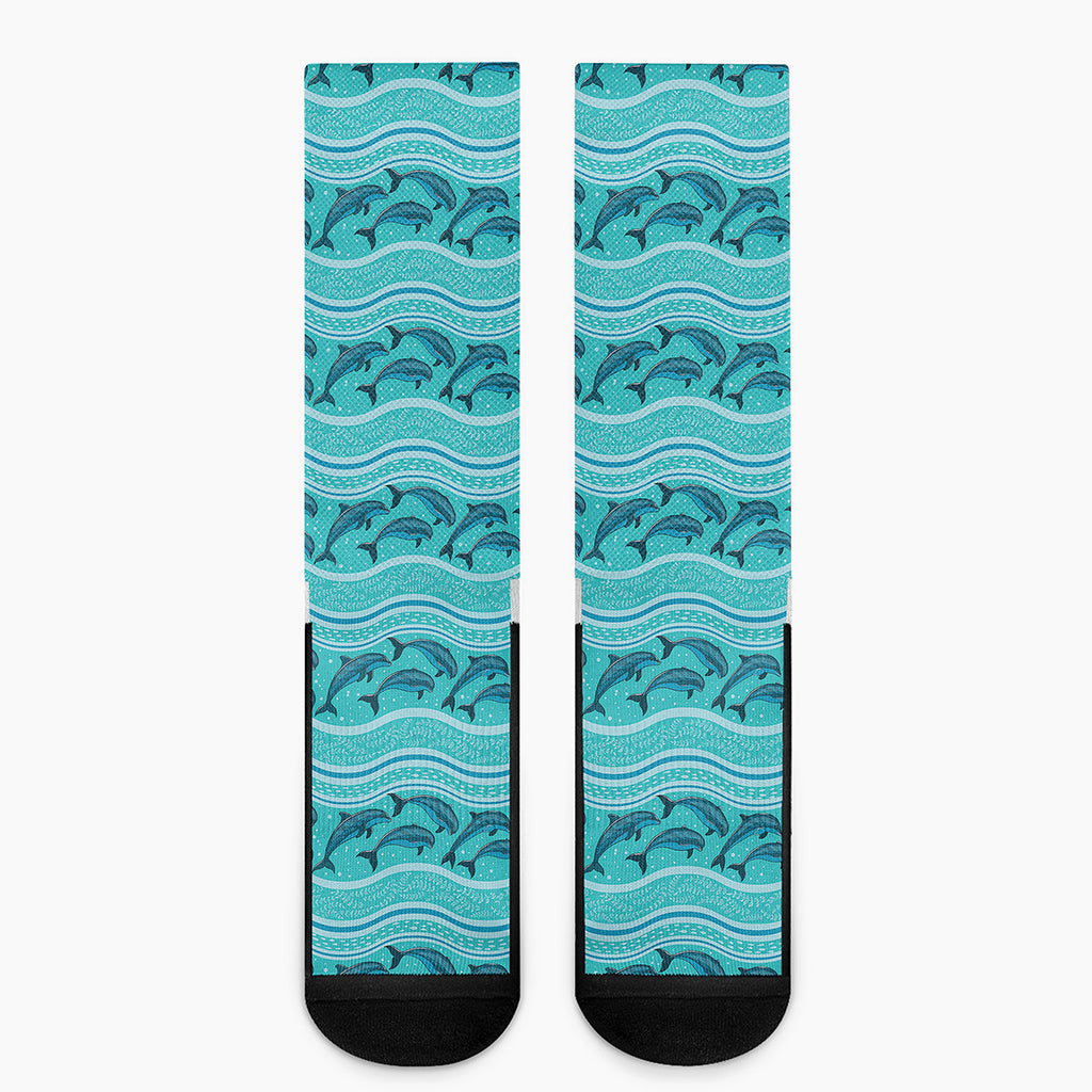 Boho Dolphin Pattern Print Crew Socks