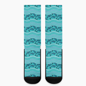 Boho Dolphin Pattern Print Crew Socks