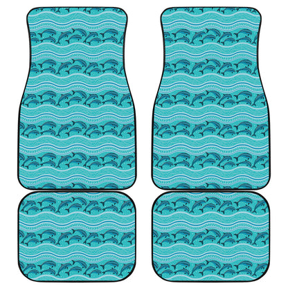 Boho Dolphin Pattern Print Front and Back Car Floor Mats