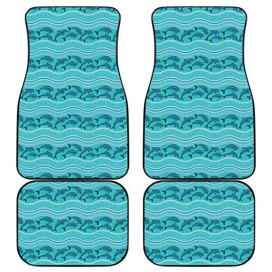 Boho Dolphin Pattern Print Front and Back Car Floor Mats