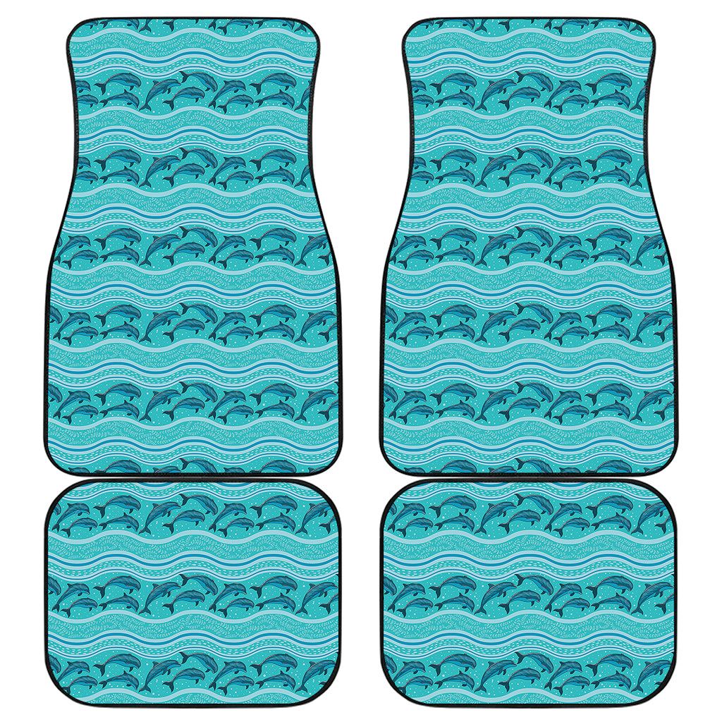 Boho Dolphin Pattern Print Front and Back Car Floor Mats