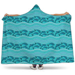 Boho Dolphin Pattern Print Hooded Blanket