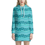 Boho Dolphin Pattern Print Hoodie Dress