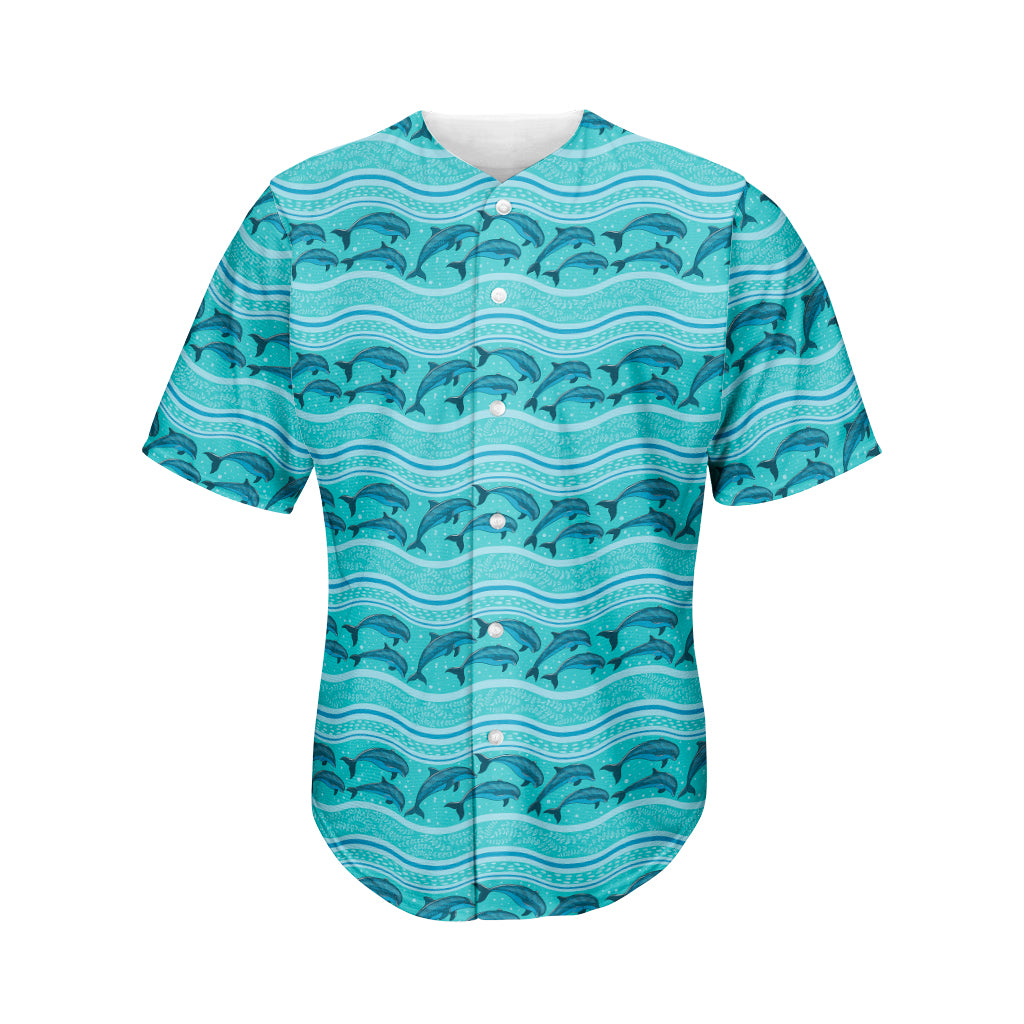 Boho Dolphin Pattern Print Men's Baseball Jersey