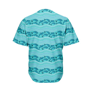 Boho Dolphin Pattern Print Men's Baseball Jersey