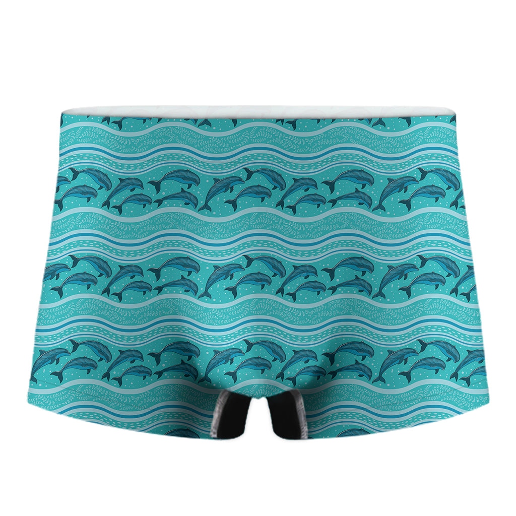 Boho Dolphin Pattern Print Men's Boxer Briefs