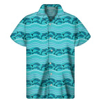 Boho Dolphin Pattern Print Men's Short Sleeve Shirt