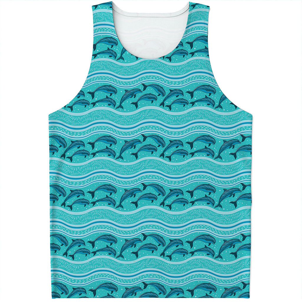 Boho Dolphin Pattern Print Men's Tank Top