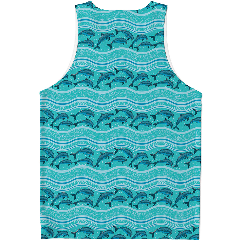 Boho Dolphin Pattern Print Men's Tank Top