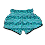 Boho Dolphin Pattern Print Muay Thai Boxing Shorts