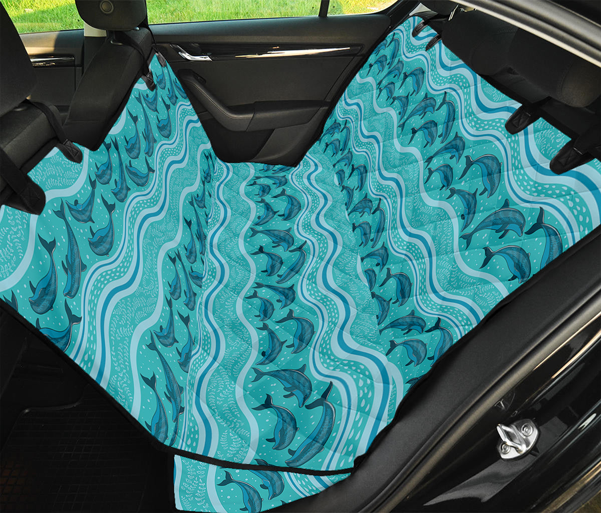Boho Dolphin Pattern Print Pet Car Back Seat Cover