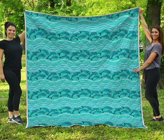 Boho Dolphin Pattern Print Quilt