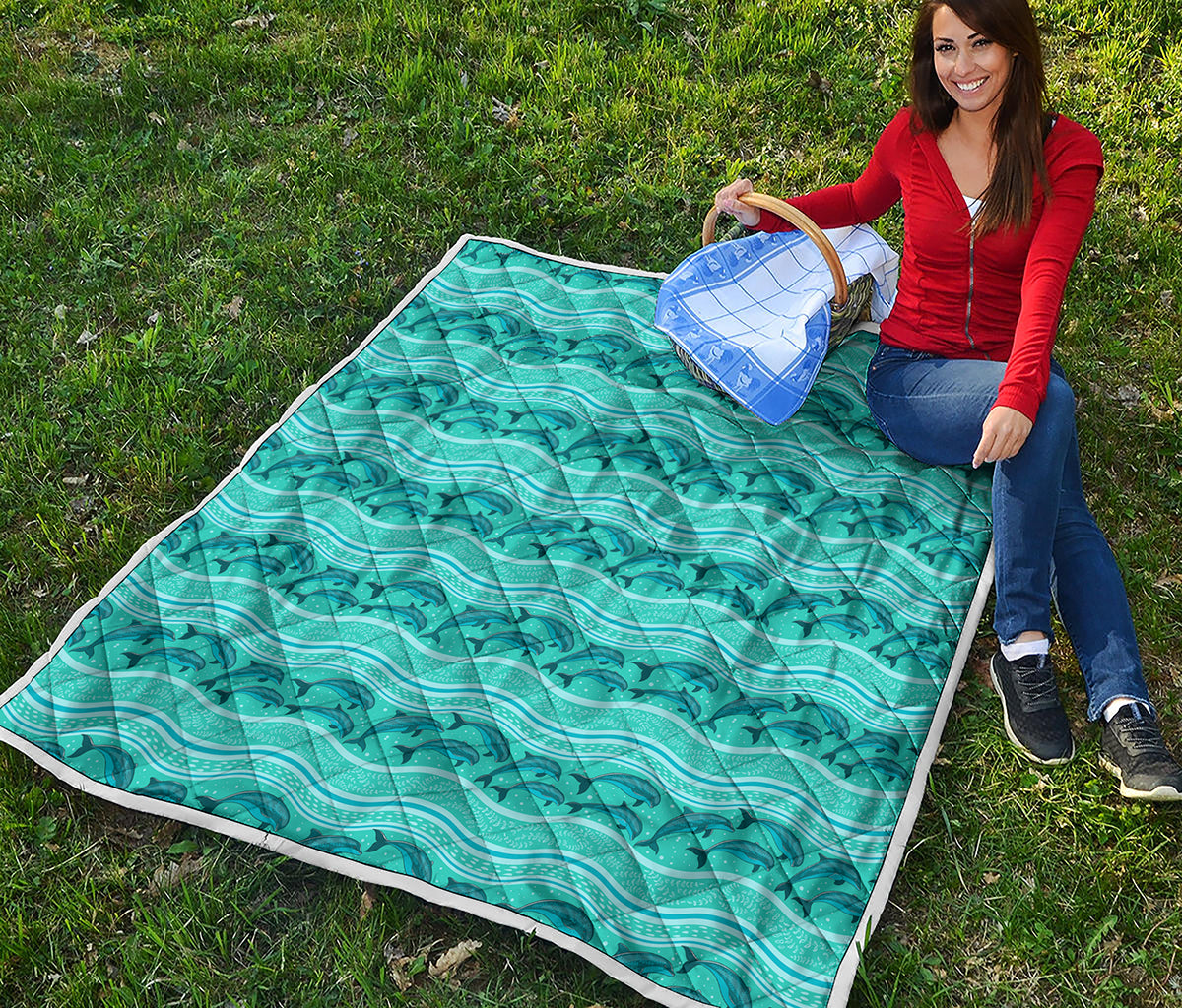 Boho Dolphin Pattern Print Quilt