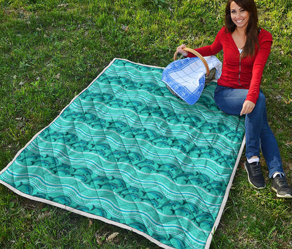 Boho Dolphin Pattern Print Quilt